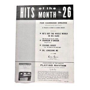 Sheet Music Hits of the Month No. 26 For Hammond Organs Vintage 1958 Ethel Smith